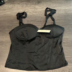 Black satin corset style top